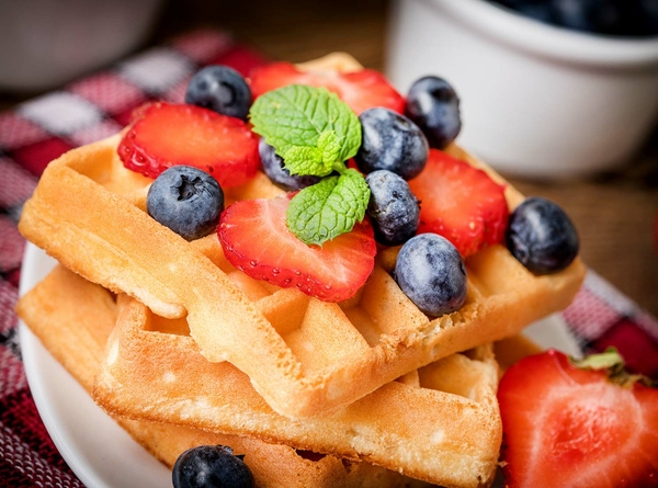 Waffles with fresh fruit