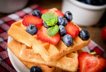 Waffles with fresh fruit