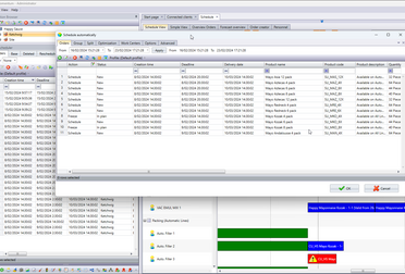 Screenshot of rescheduling options in the APS of Momentum